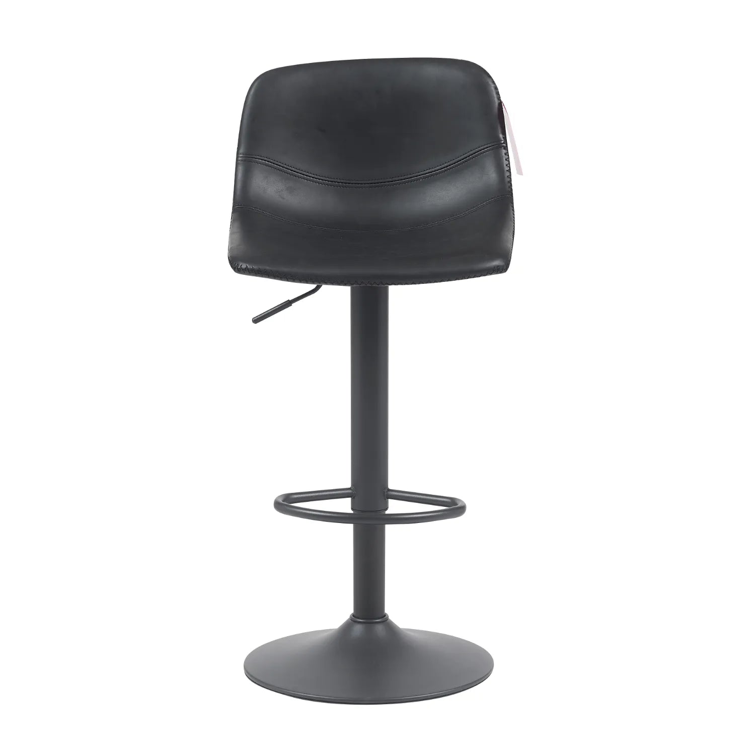 Silla para bar negra con respaldo curvo y base metálica ajustable sin marca